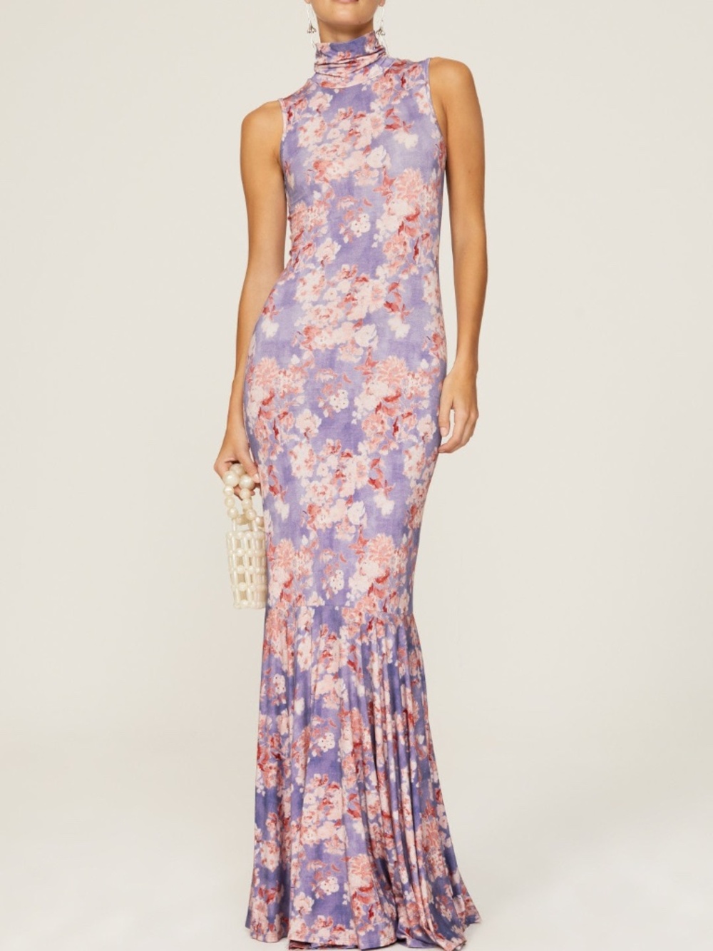 Caroline Constas Brigitta Sleeveless Dress Turtleneck Slate Summer Floral XS